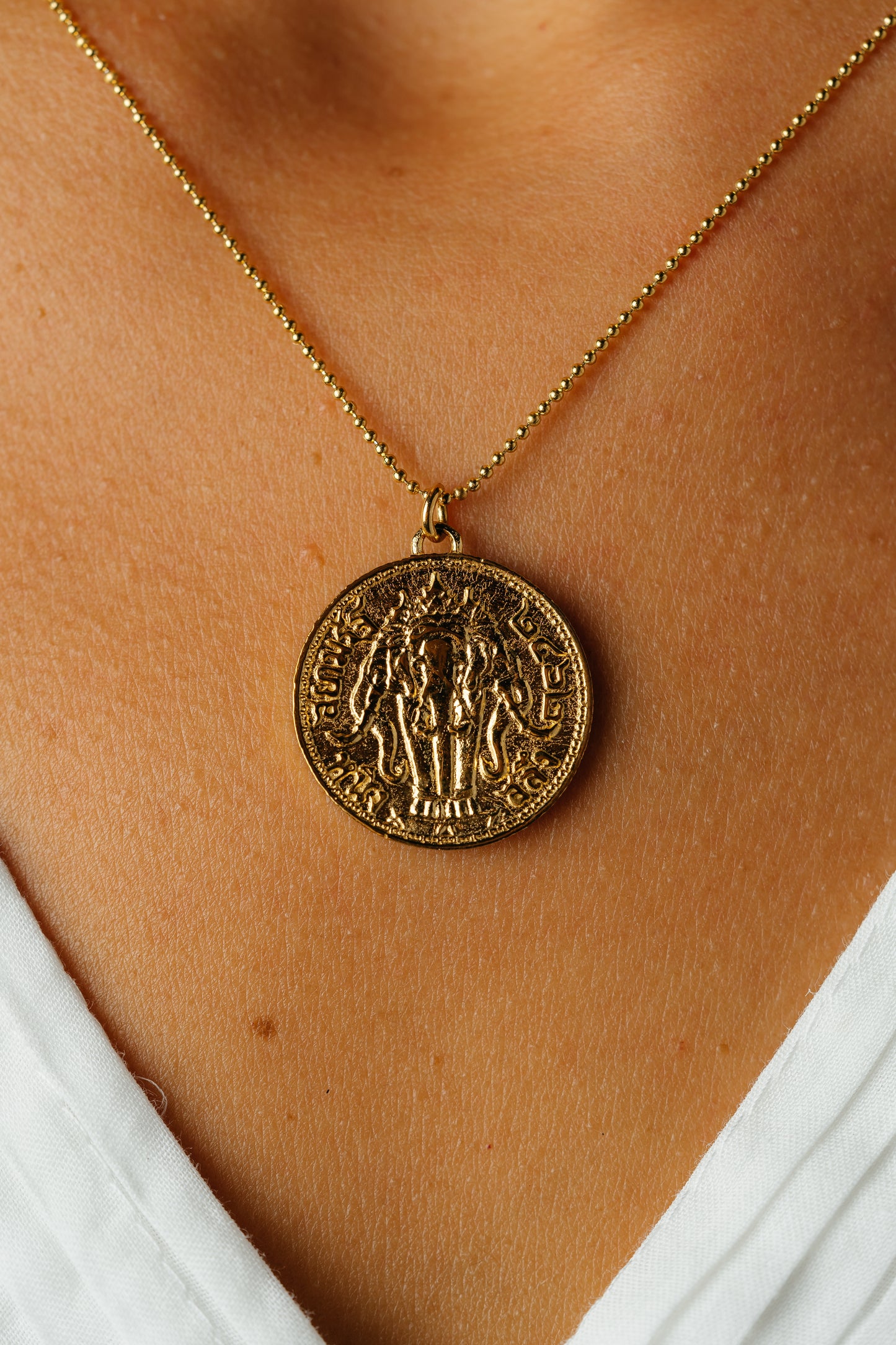 Elephant Thai Coin Necklace