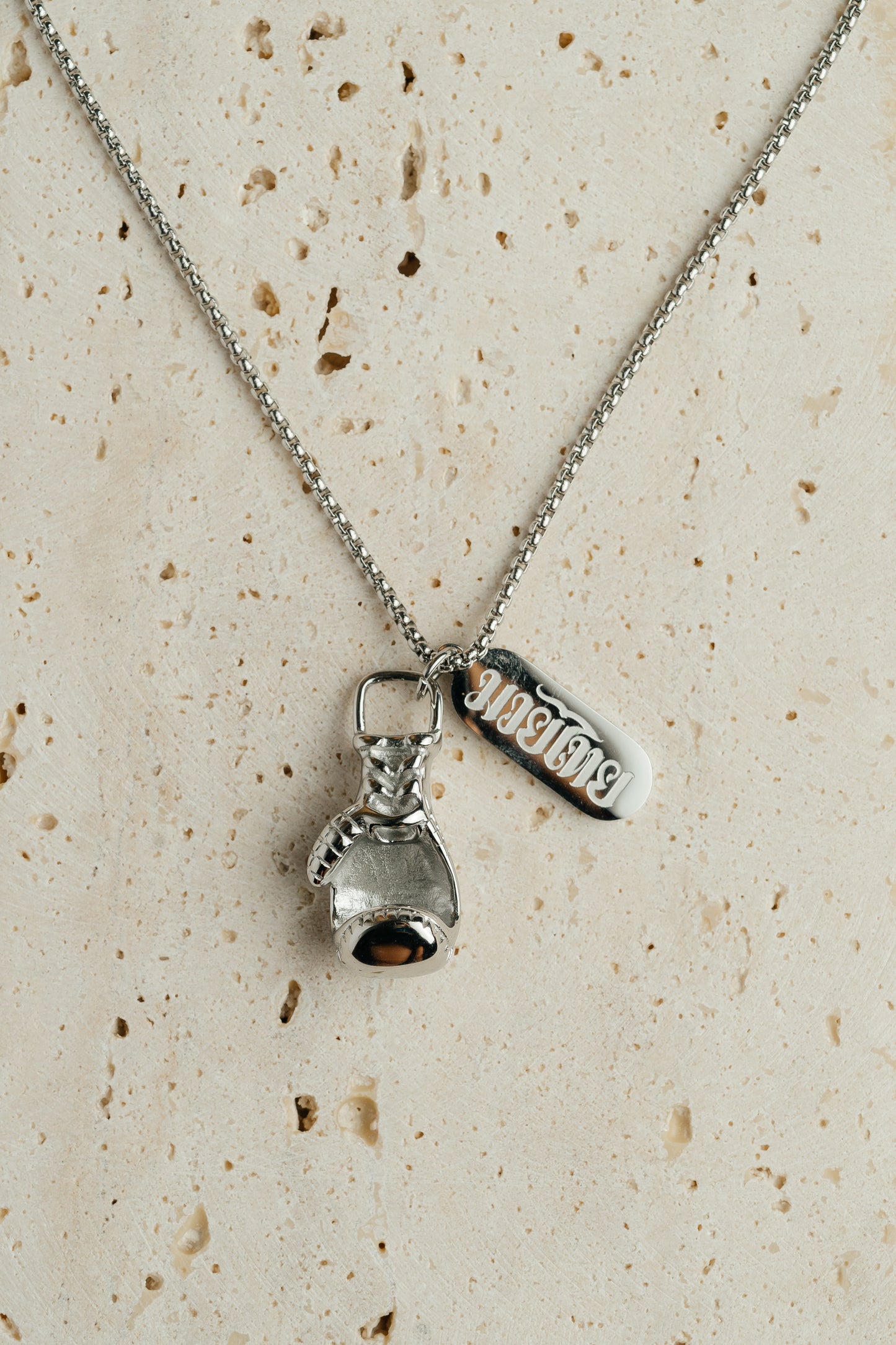 Muay Thai Necklace Silver